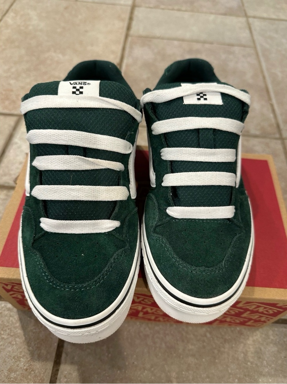 NWT Vans Kids Caldrone Old Skool Suede /Mesh Emerald & White Low-Top Skate Shoes